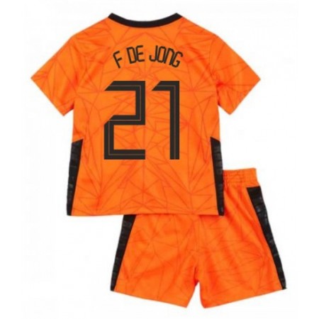 Billige Fotballdrakter Nederland Frenkie de Jong 21 Barn Hjemmedraktsett EM 2020 Kortermet